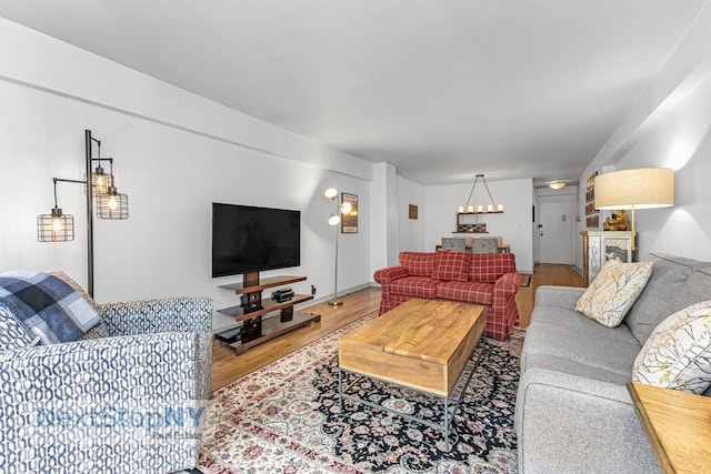 living area with wood finished floors