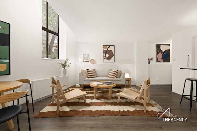 living area featuring wood finished floors