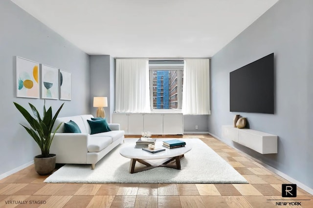 living area with baseboards