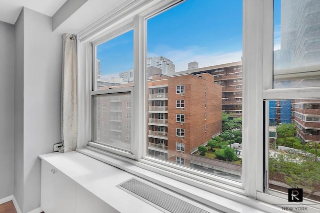 details featuring baseboards and a view of city