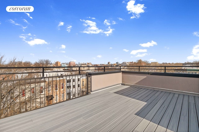 deck featuring a city view