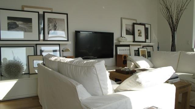 living area featuring wood finished floors