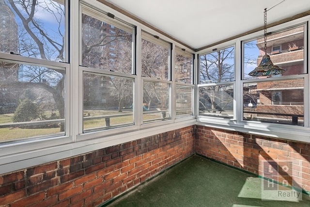 view of unfurnished sunroom