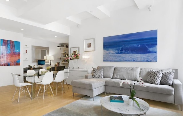 living room featuring recessed lighting and wood finished floors