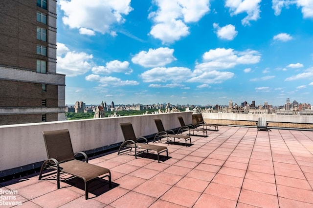 view of patio with a view of city