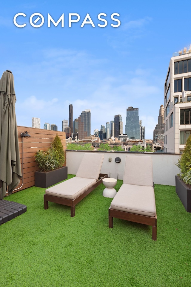 view of patio / terrace with a view of city