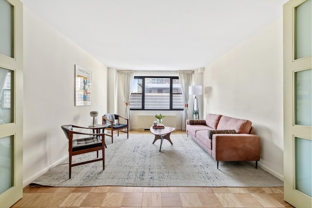 living area with baseboards