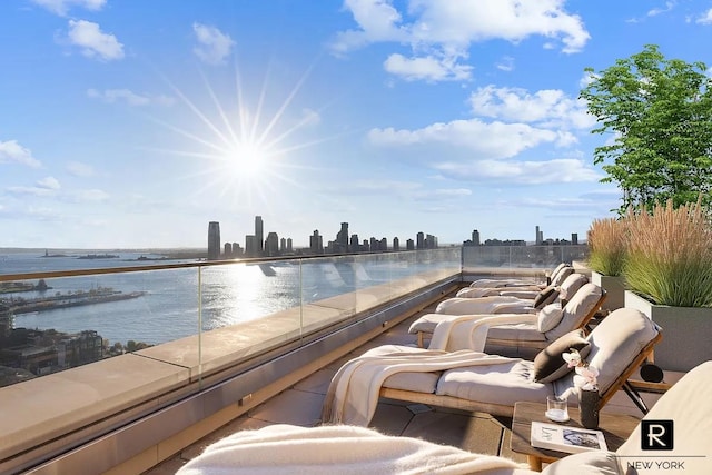 110 Charlton St Unit 20-G, New York City, NY 10014 - view of patio with a water view and a balcony