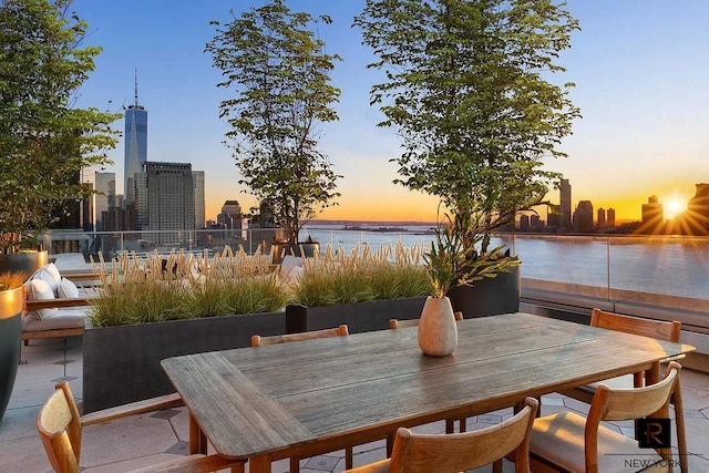 110 Charlton St Unit 20-G, New York City, NY 10014 - patio terrace at dusk with a water view