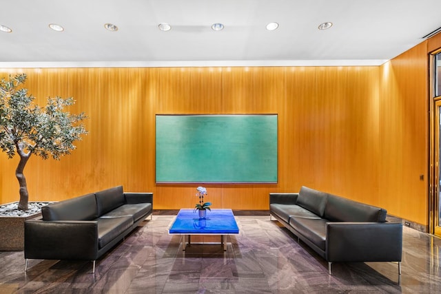 15 W 53rd St Unit 37Af, New York City, NY 10019 - lobby featuring recessed lighting and wooden walls