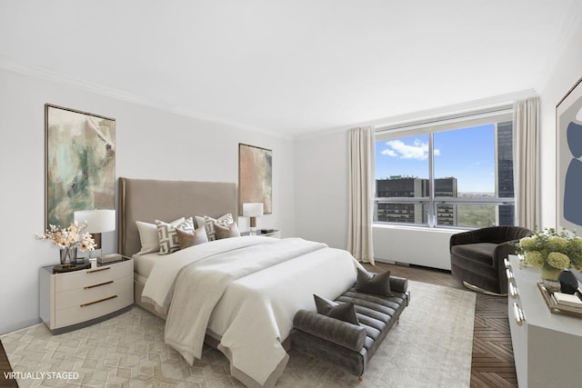 bedroom featuring ornamental molding