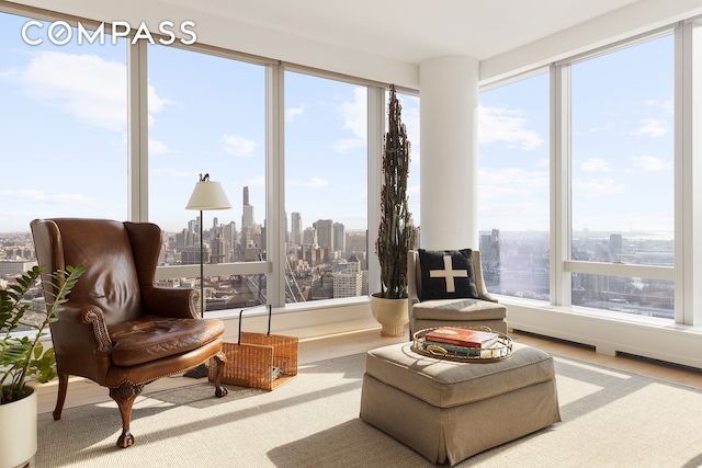 252 S St Unit 43C, New York City, NY 10002 - sunroom / solarium featuring a view of skyline