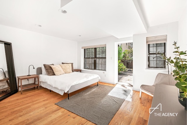 146 W 136th St, New York City, NY 10030 - bedroom featuring access to outside, light wood finished floors, and recessed lighting