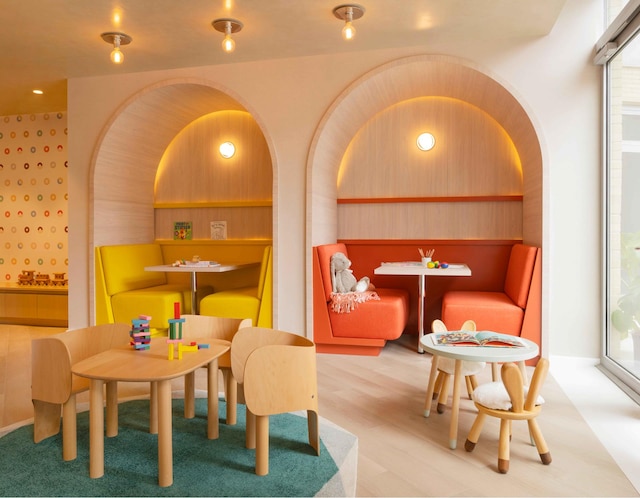 rec room featuring a wealth of natural light and wood finished floors