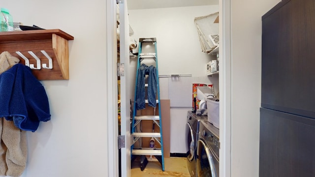 interior space featuring washing machine and dryer