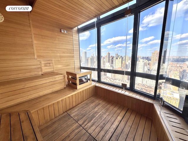 view of sauna
