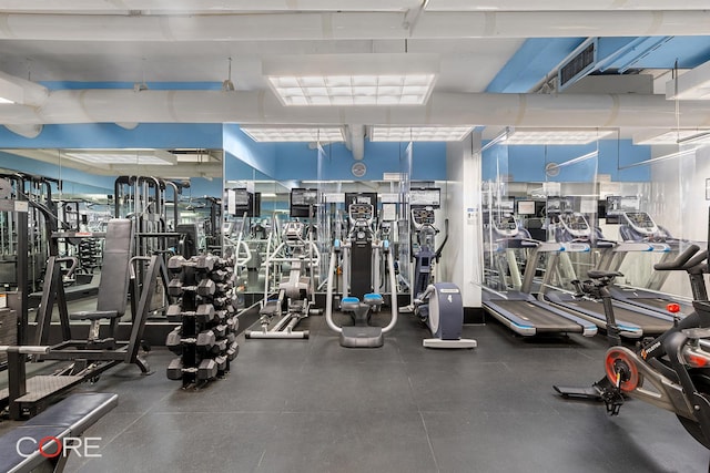 workout area featuring visible vents