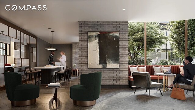 515 W 18th St Unit 403, New York City, NY 10011 - common area with recessed lighting and floor to ceiling windows