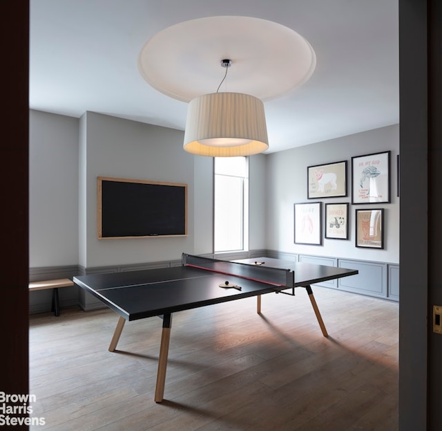 game room featuring wood-type flooring