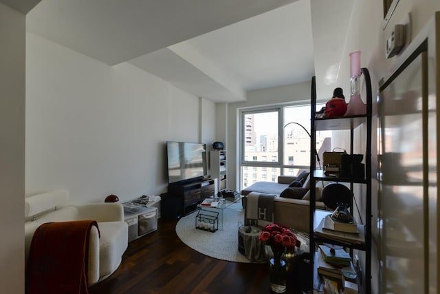 living area featuring wood finished floors