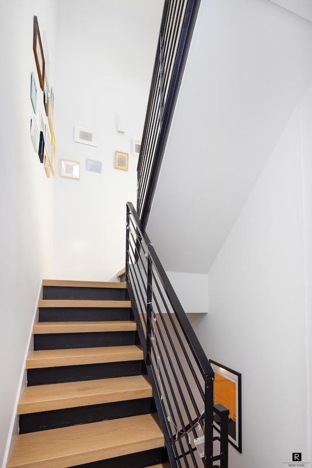 stairway with baseboards