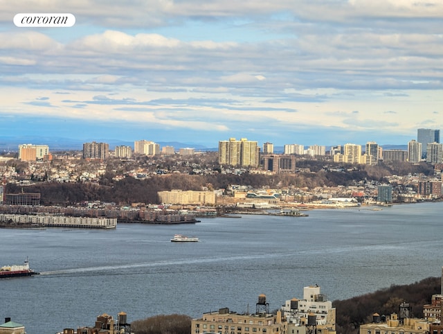 property view of water with a view of city