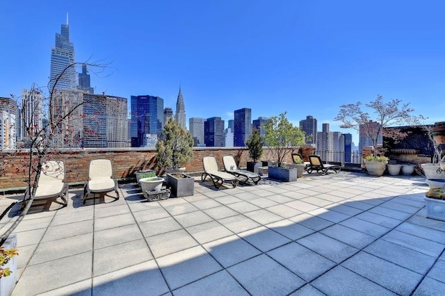 view of patio featuring a view of skyline