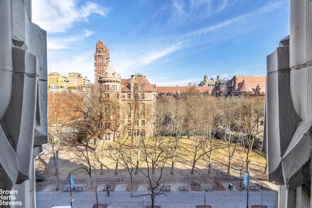 view of yard with a view of city