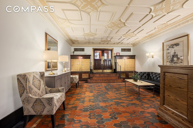 community lobby with crown molding
