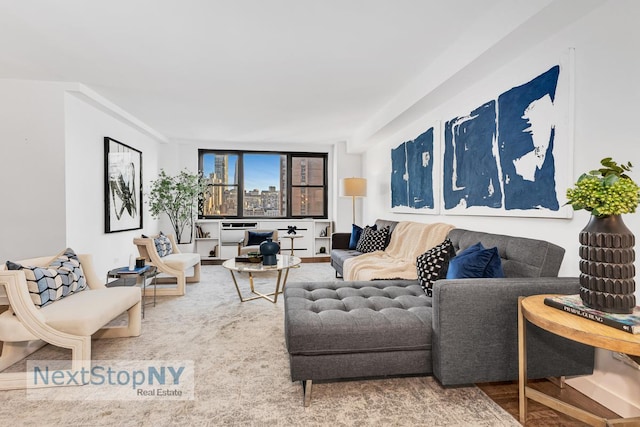 235 E 57th St Unit 17F, New York City, NY 10022 - living room with wood finished floors