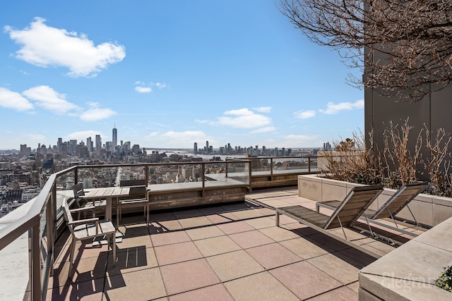 view of patio / terrace with a city view