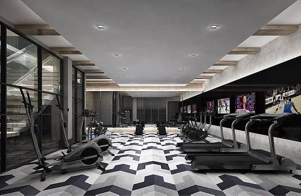 workout area with carpet flooring