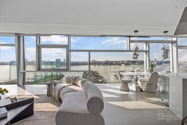 sunroom / solarium with a city view