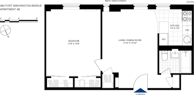 689 Fort Washington Ave Unit 4B, New York City, NY 10040 - plan