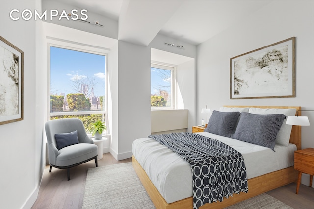 bedroom featuring baseboards and wood finished floors