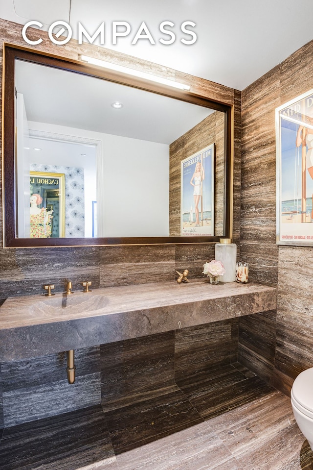 bathroom with toilet and vanity