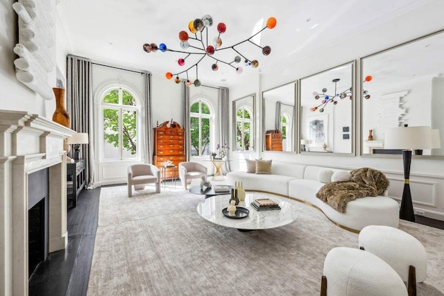 123 E 69th St, New York City, NY 10021 - living area featuring a fireplace and wood finished floors