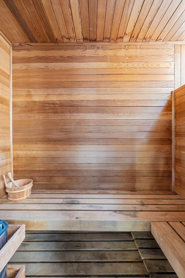 123 E 69th St, New York City, NY 10021 - sauna with wood walls and wood ceiling