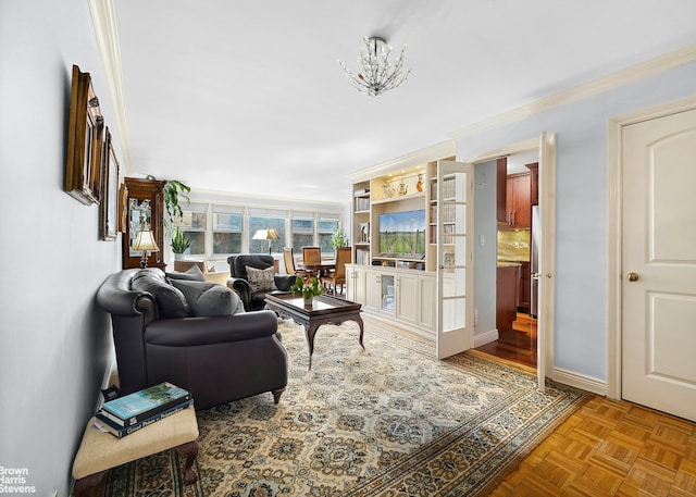 525 E 82nd St Unit 5C, New York City, NY 10028 - living room with ornamental molding and baseboards