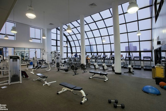 exercise room with visible vents