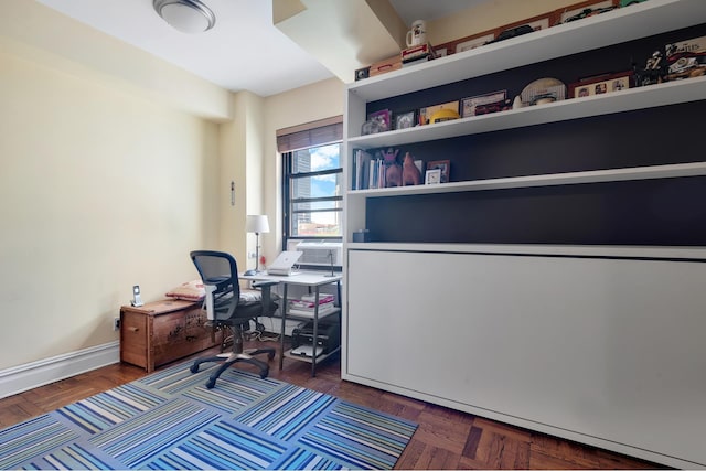 home office with baseboards