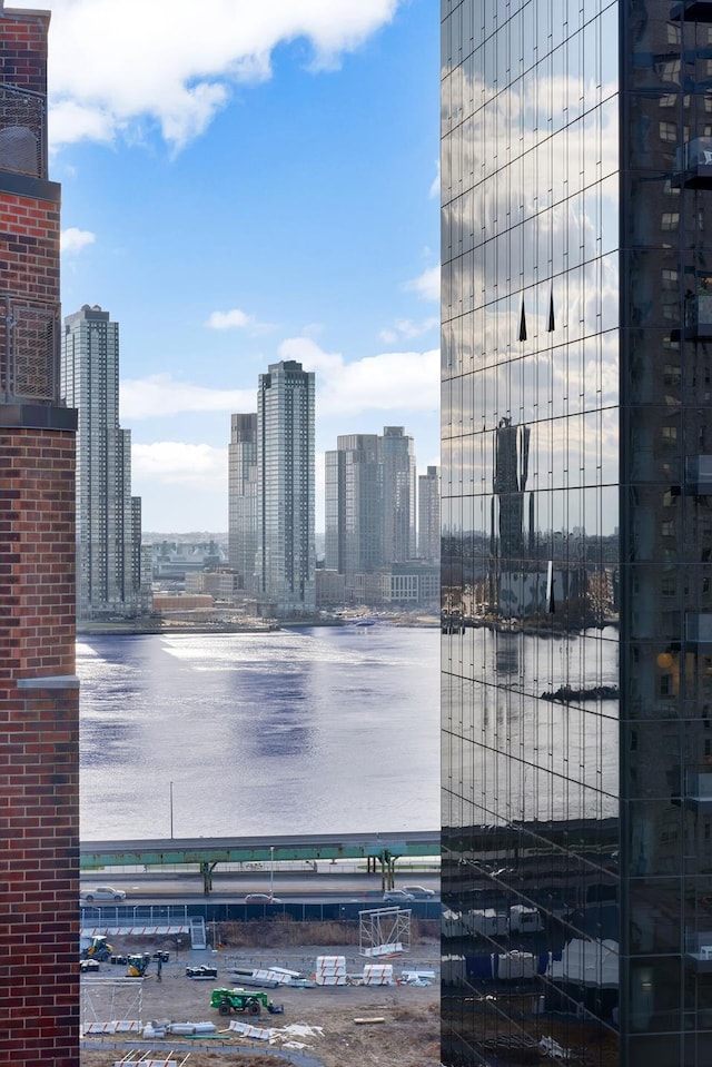 city view with a water view