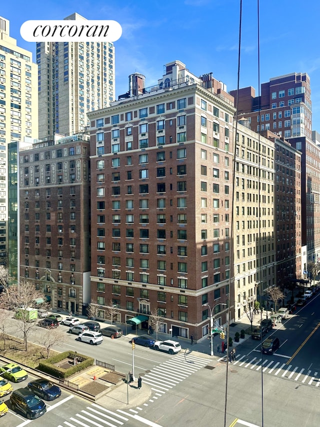 view of building exterior with a city view