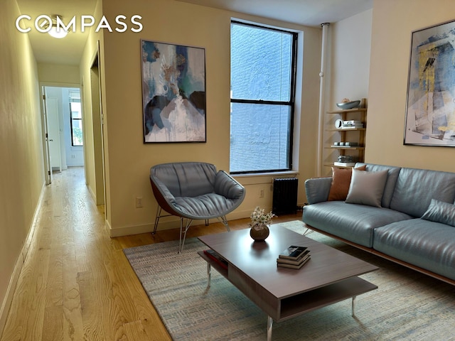 245 W 115th St Unit 16, New York City, NY 10026 - living room with radiator and light wood finished floors
