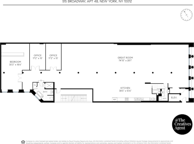 515 Broadway Unit 4B, New York City, NY 10012 - floor plan / room layout