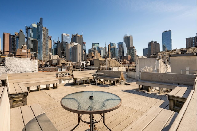 deck with a city view