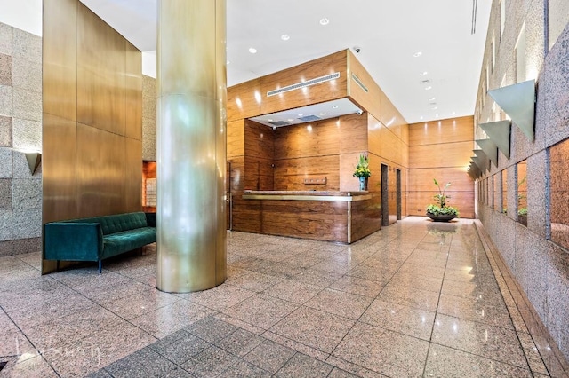 reception area with decorative columns