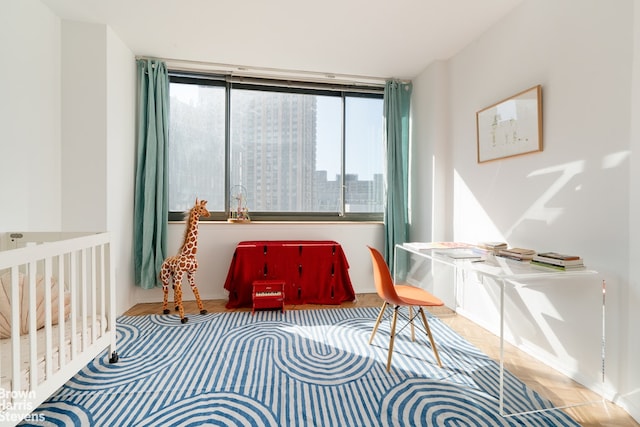 bedroom featuring a view of city