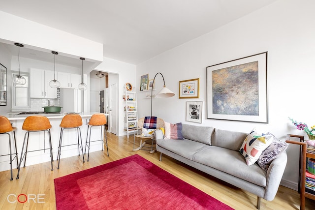 living room featuring light wood-style flooring