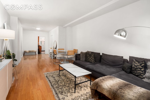 living area featuring light wood-type flooring